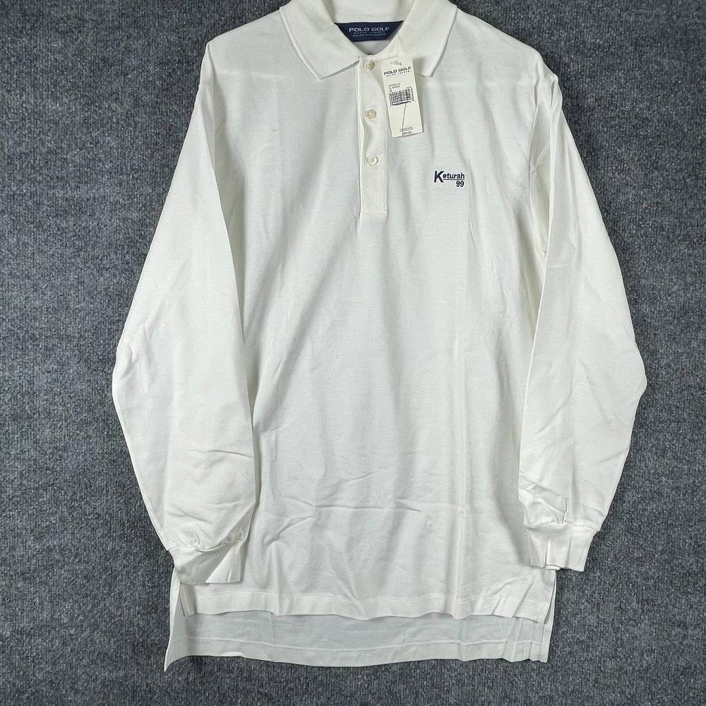 VTG Polo Golf Ralph Lauren Shirt Mens Medium White Pima Cotton Deadstock New 90s